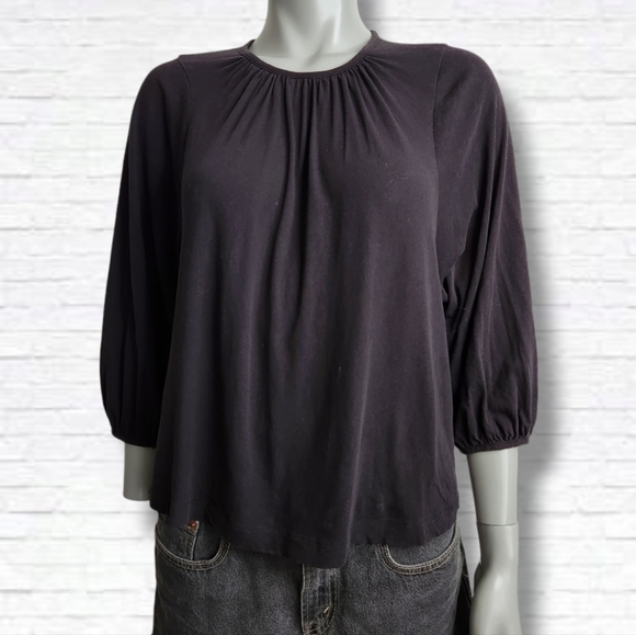 Everlane The Air Poet Black 3/4 Sleeve Crewneck Tee Shirt Size S - Picture 2 of 12